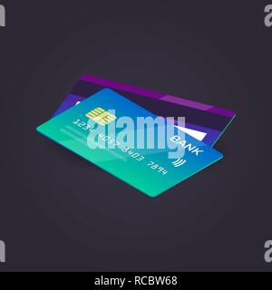 isometric credit card. vector illustration. flat style. Stock Vector