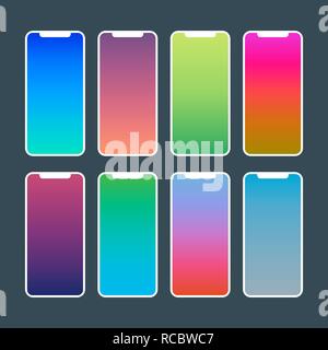 trendy gradient wallpapers. vibrant swatches for mobile app Stock Vector
