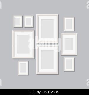 blank picture frames for photographs. vector realisitc mockup. design template on transparent background Stock Vector