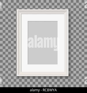 blank picture frame for photographs. vector realisitc mockup. design template on transparent background Stock Vector