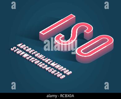 vintage handcrafted isometric alphabet. trendy vector illustration Stock Vector