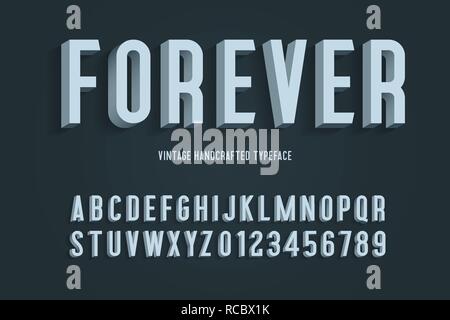 forever vintage handcrafted 3d alphabet. vector illustration Stock Vector