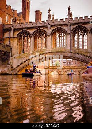 The Bridge of Sighs in Cambridge, a covered bridge at St John's College, Cambridge University. It was built in 1831 and crosses the River Cam. Stock Photo