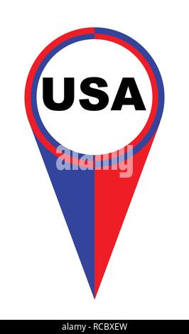 Red white and blue map pointer pin icon location flag marker Stock Vector