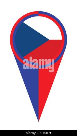 Red white and blue map pointer pin icon Czech Republic location flag marker Stock Vector