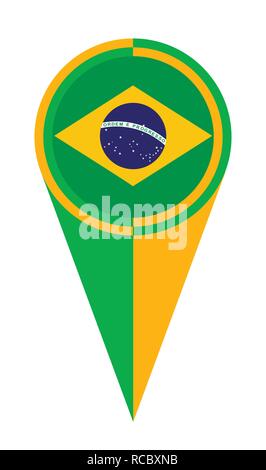 Brazil map pointer pin icon location flag marker Stock Vector