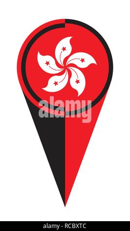 Hong Kong map pointer pin icon location flag marker Stock Vector