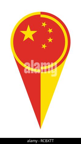 China map pointer pin icon location flag marker Stock Vector