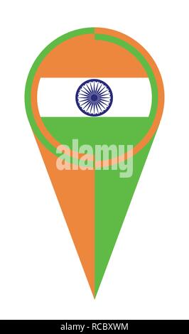 India map pointer pin icon location flag marker Stock Vector