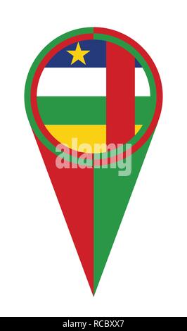 Central African Republic map pointer pin icon location flag marker Stock Vector