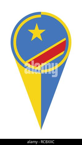 Democratic Republic of the Congo map pin flag icon. DR Congo pennant ...