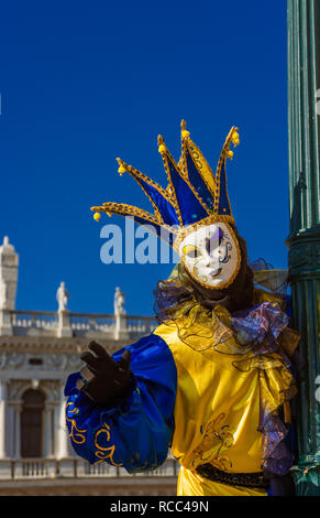 Carnival in Venice. A beautiful venetian mask with jester cap Stock Photo