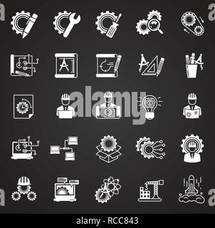 Engineering icons set on black background for graphic and web design, Modern simple vector sign. Internet concept. Trendy symbol for website design web button or mobile app. Stock Vector