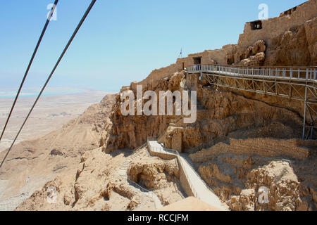 Pathway to the top of Masada. Masada National park in Judean desert, Israel Stock Photo