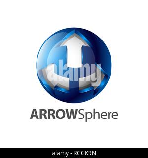 Three arrow sphere logo concept design. Symbol graphic template element vector Stock Vector
