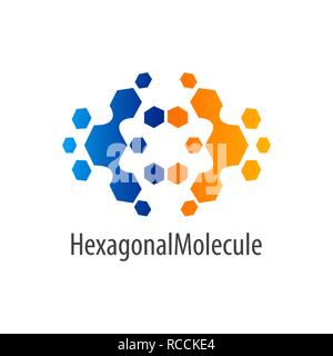 Hexagonal molecule flip logo concept design. Symbol graphic template element vector Stock Vector