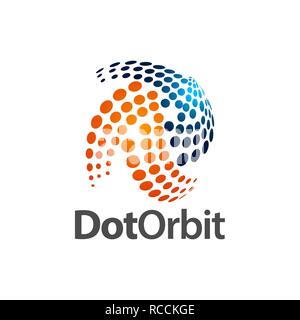 Circular dot orbit logo concept design. Symbol graphic template element vector Stock Vector