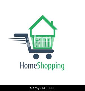 Home shopping cart logo concept design. Symbol graphic template element vector Stock Vector