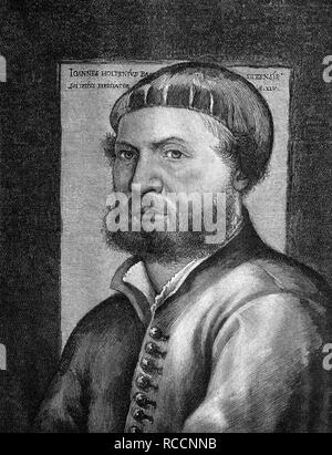 Hans Holbein the Younger, 1497 - 1543, a German painter, historic wood engraving, about 1897 Stock Photo