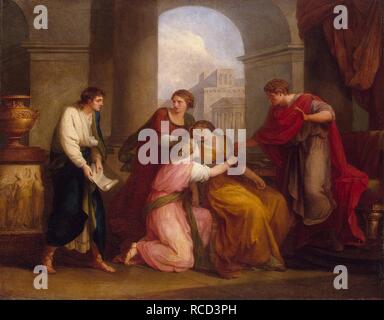 Virgil reading the Aeneid to Augustus and Octavia. Museum: State Hermitage, St. Petersburg. Author: KAUFFMANN, ANGELICA. Stock Photo