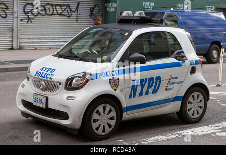 A NYPD, New York Police Department, Smart Car on the street in New York City, NY, USA. Stock Photo