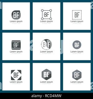 Set of letter logo. Initial BF Logo Template Vector Design Stock Vector