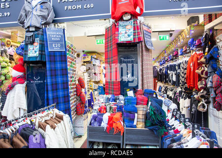 Crest of Edinburgh store on the Royal mile in Edinburgh selling scottish and tartan clothing and souvenirs,Edinburgh,Scotland Stock Photo