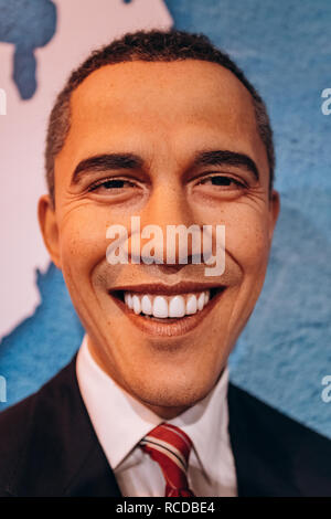 Amsterdam, Netherlands - September 5, 2017: The wax figure of Barack Obama in Madame Tussauds Stock Photo