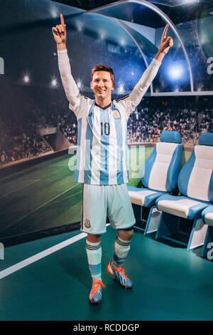 Amsterdam, Netherlands - September 5, 2017: Lionel Messi, famous footballer, Madame Tussauds museum. Marie Tussaud was born as Marie Grosholtz in 1761 Stock Photo