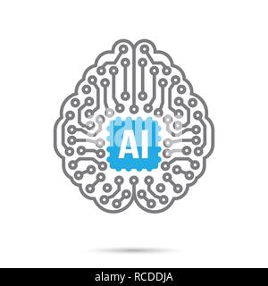 AI Artificial intelligence Technology circuit brain symbol icon design element vector illustration eps10 Stock Vector