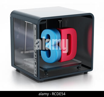3D printer isolated on white background. 3D illustration. Stock Photo