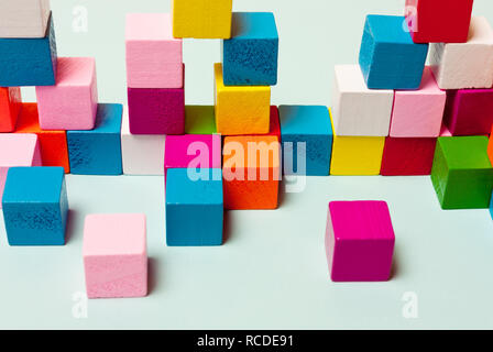 Color cubes in the system, the game, puzzles. Concept of logical thinking, development, creativity, diversity Stock Photo