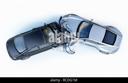 Two Cars Accident Crashed Cars Red Coup Sedan Back Big Stock Photo