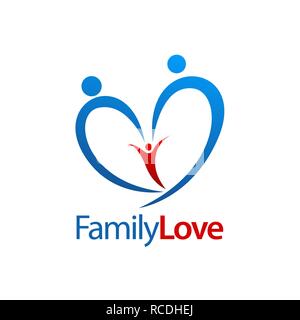 Three human family love logo concept design. Symbol graphic template element vector Stock Vector