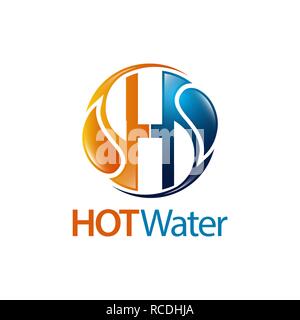 Circle hot water drop initial letter H logo concept design. Symbol graphic template element vector Stock Vector