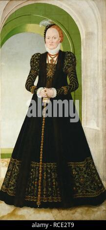 Anne of Denmark (1532-1585), Electress of Saxony. Museum: Ambras Castle, Innsbruck. Author: CRANACH, LUCAS THE YOUNGER. Stock Photo