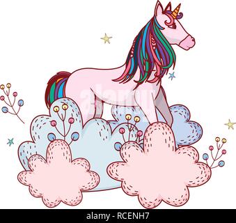 unicorn with shrubbery Stock Vector