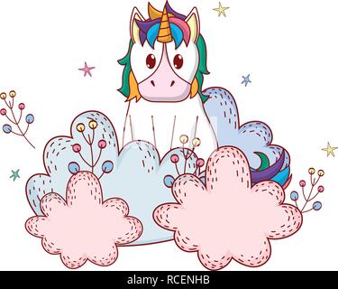 unicorn with shrubbery Stock Vector
