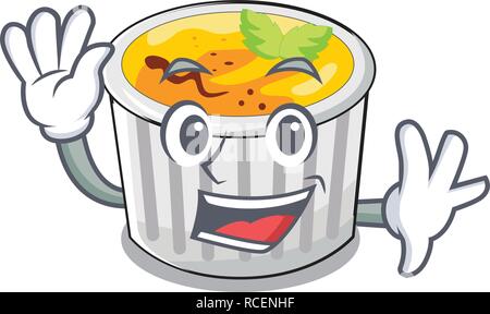 Waving creme brule in white cartoon bowl Stock Vector
