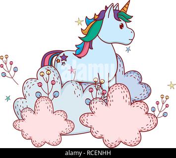 unicorn with shrubbery Stock Vector
