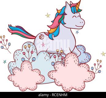 unicorn with shrubbery Stock Vector