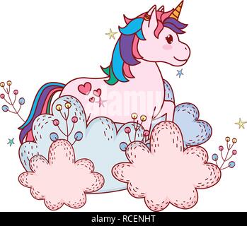 unicorn with shrubbery Stock Vector