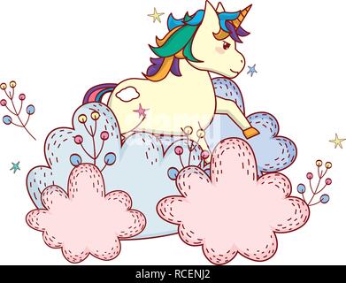 unicorn with shrubbery Stock Vector