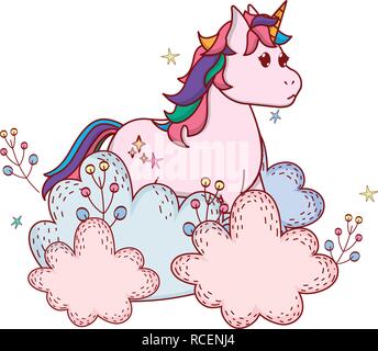 unicorn with shrubbery Stock Vector