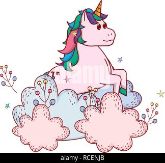 unicorn with shrubbery Stock Vector
