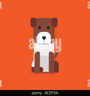 Flat cute dog sitting on background vector.Cartoon puppy design.beagle dog with flat style concept. Stock Vector
