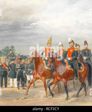 Officers from Cavalry Mounted Regiment. Museum: PRIVATE COLLECTION. Author: Piratsky, Karl Karlovich. Stock Photo