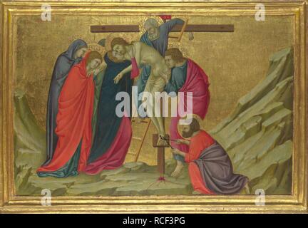 The Deposition (From the Basilica of Santa Croce, Florence). Museum: National Gallery, London. Author: UGOLINO DI NERIO. Stock Photo