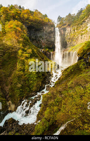 Kegon Falls one of Japans highest waterfalls in autumn at the Nikko National Park, Japan. Stock Photo