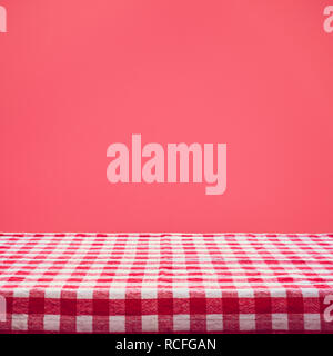 Checkered tablecloth texture top view on color background.For montage product display or design key visual layout. Stock Photo